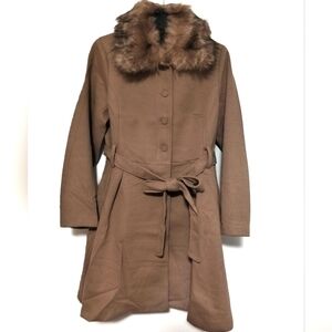 Brown Belted Trench Coat / Size 14